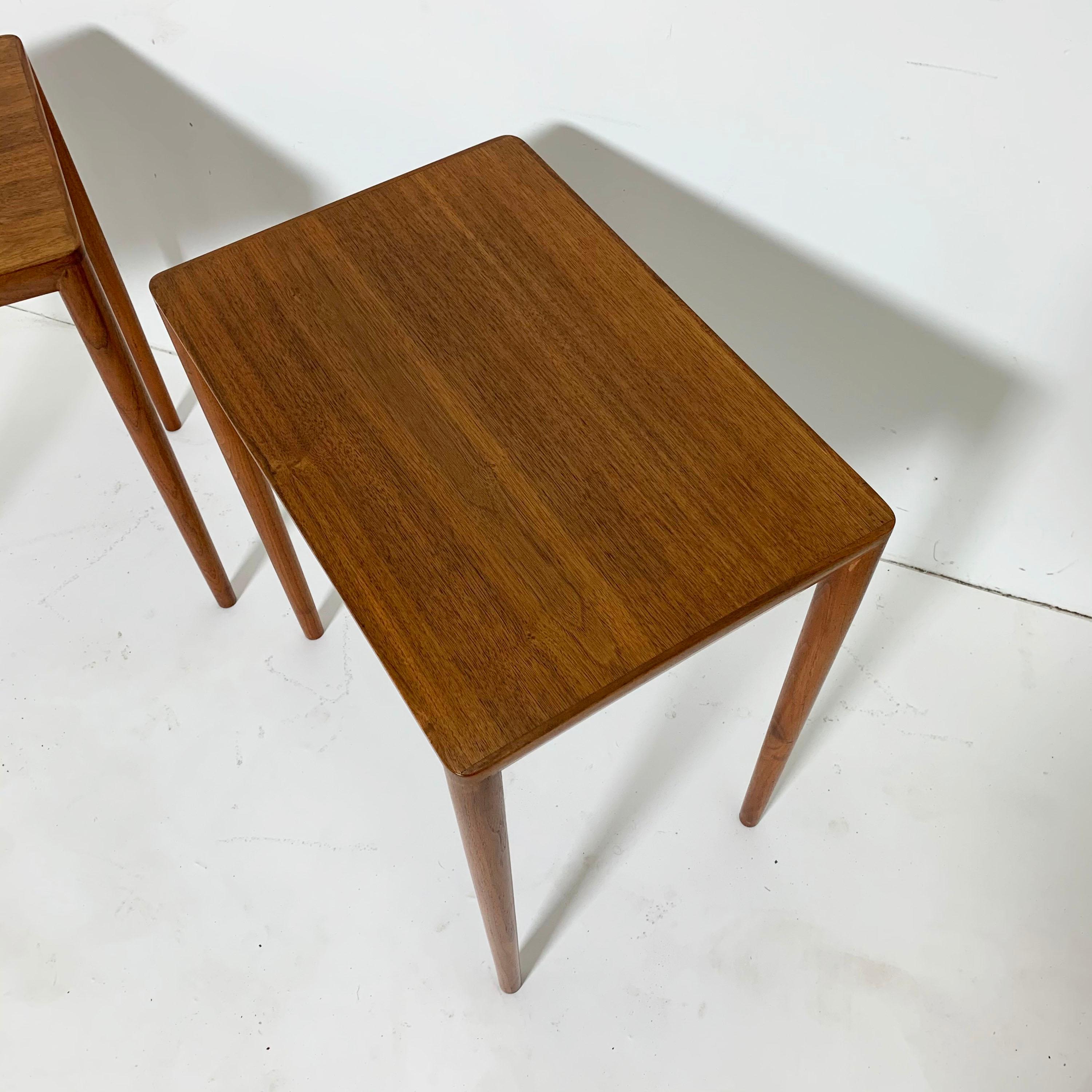 Pair of Danish Teak Lamp Tables, circa 1970s In Good Condition In Peabody, MA