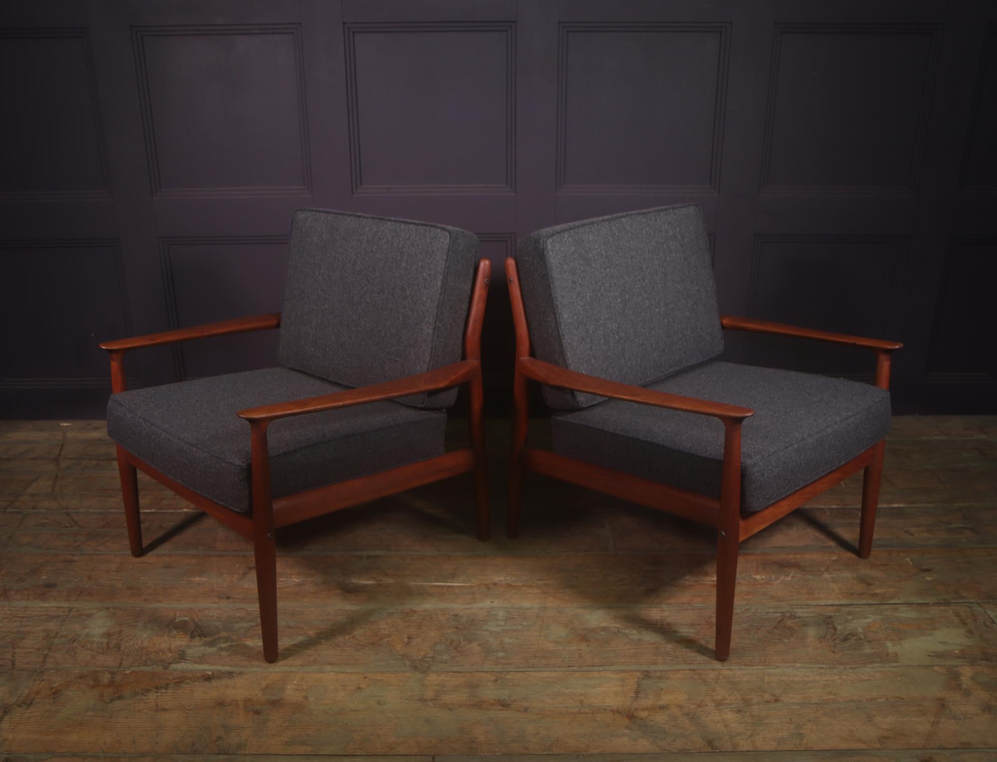 Pair of Danish Teak Lounge Armchairs 5
