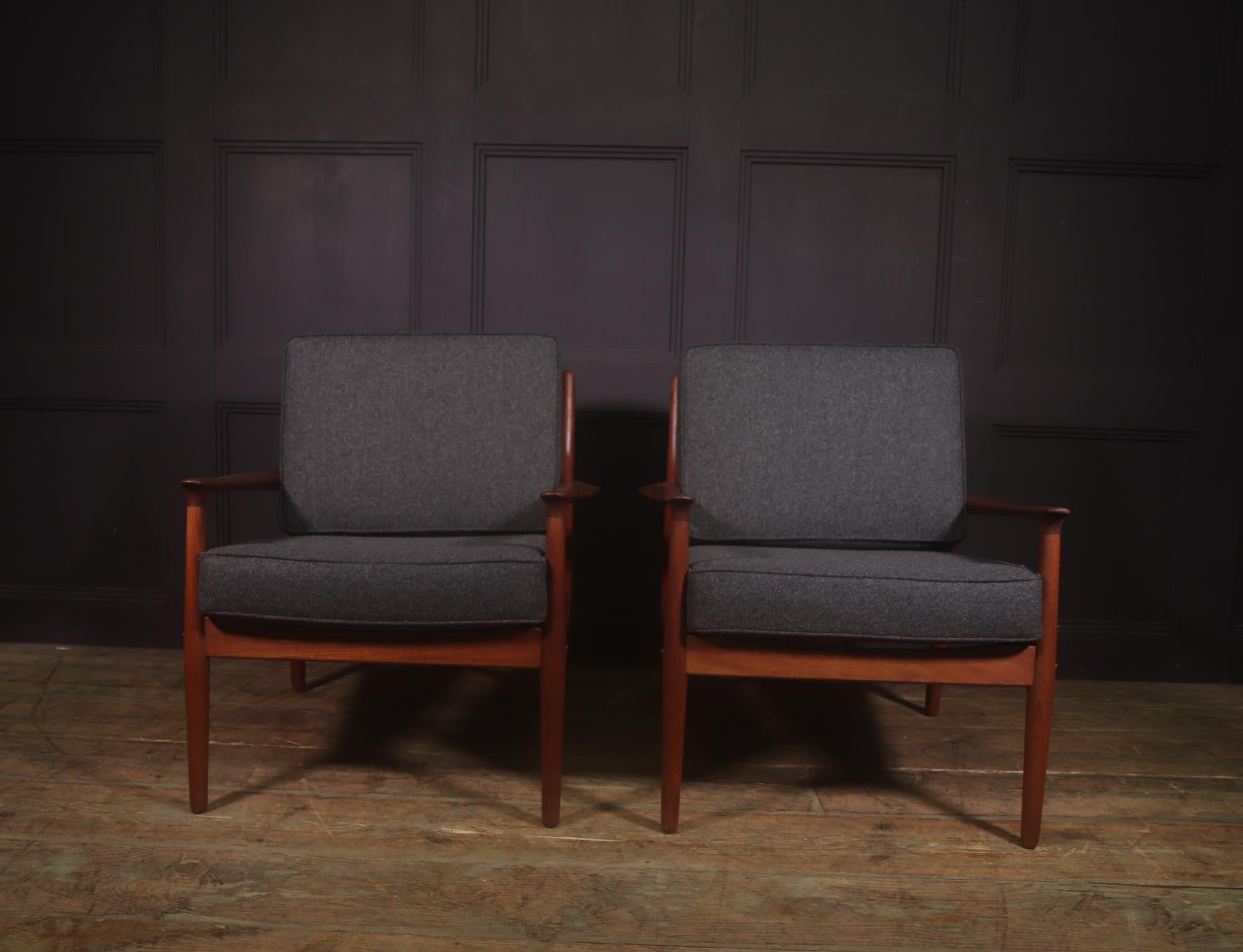 Mid-Century Modern Pair of Danish Teak Lounge Armchairs