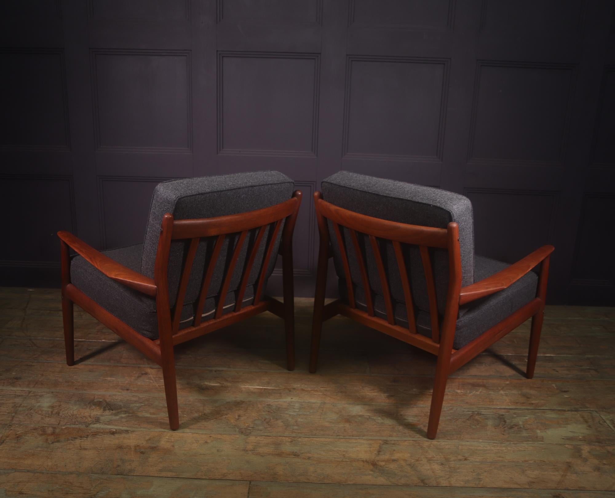Pair of Danish Teak Lounge Armchairs 3