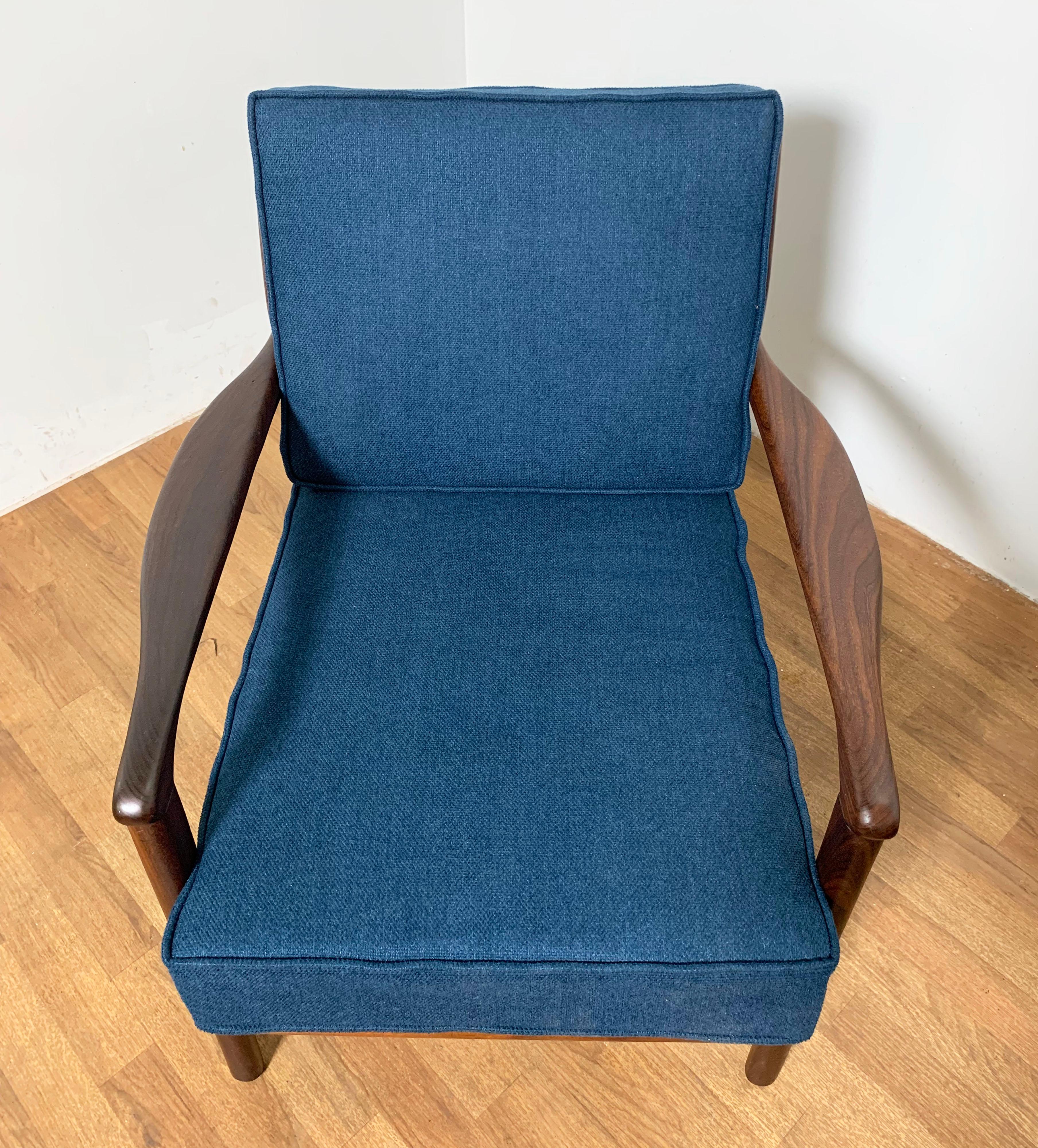 Upholstery Pair of Danish Teak Lounge Chairs, Circa 1960s