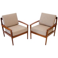 Pair of Danish Teak Lounge Chairs, Grete Jalk