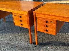 Pair of Danish Teak Matching Desks with Lock & Key by Domino Mobler