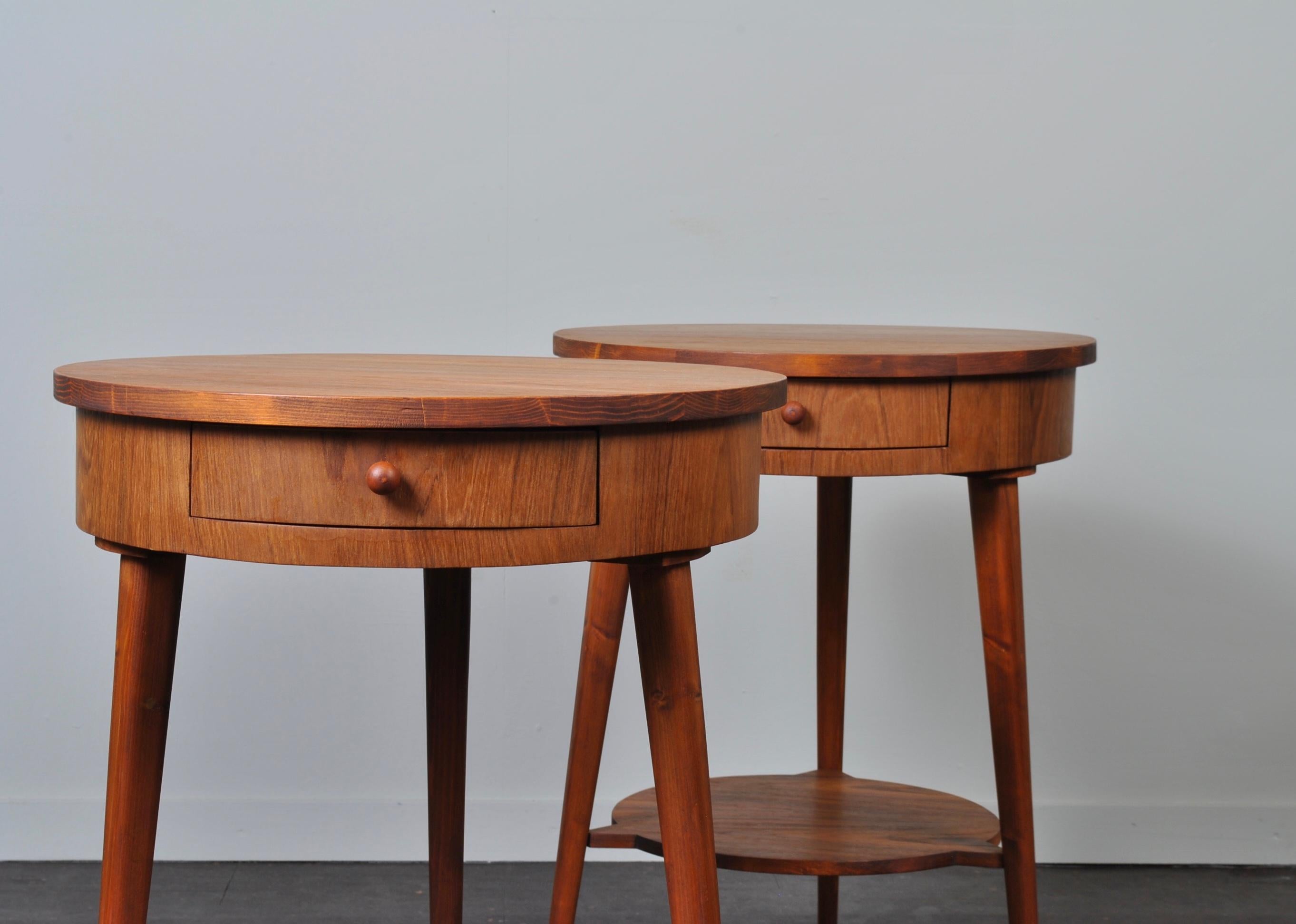 A charming pair of handmade teak end tables or nightstands, circa 1960, Denmark.