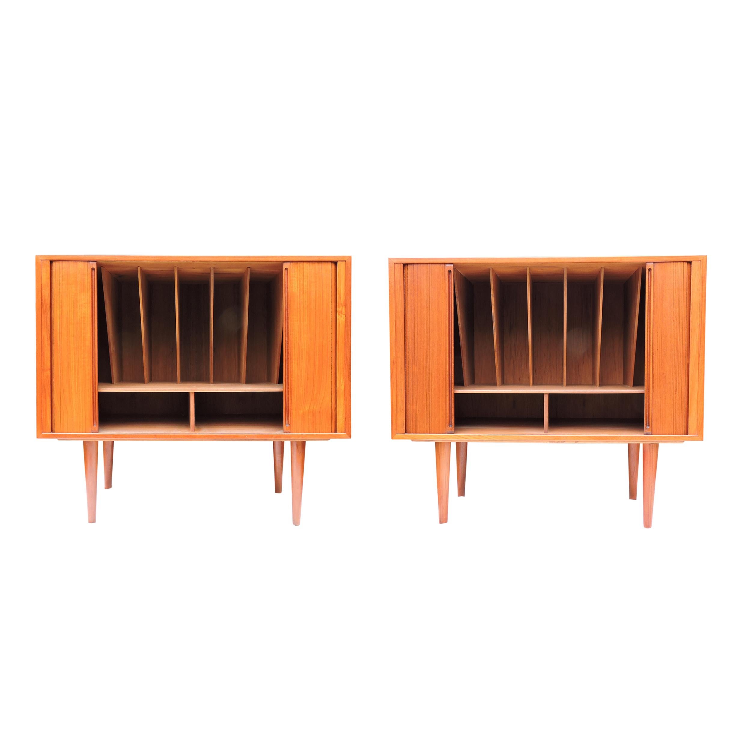 Pair of Danish Teak Record Player/Bar Cabinets by Kai Kristiansen for FM Møbler In Good Condition In Chesham, GB