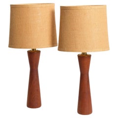 Pair of Danish Teak Table Lamps, 1960s