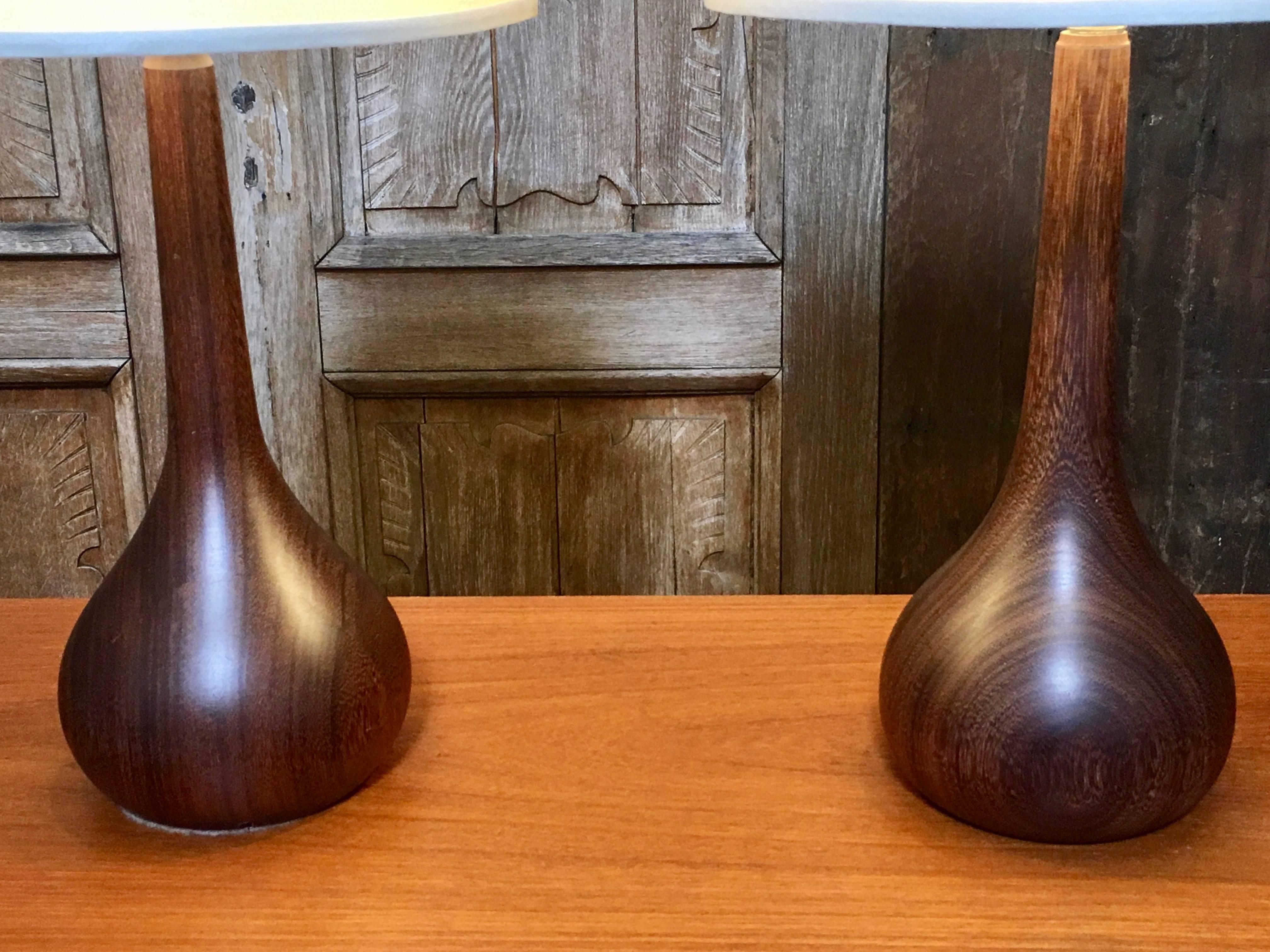 Mid-Century Modern Pair of Danish Teak Table Lamps