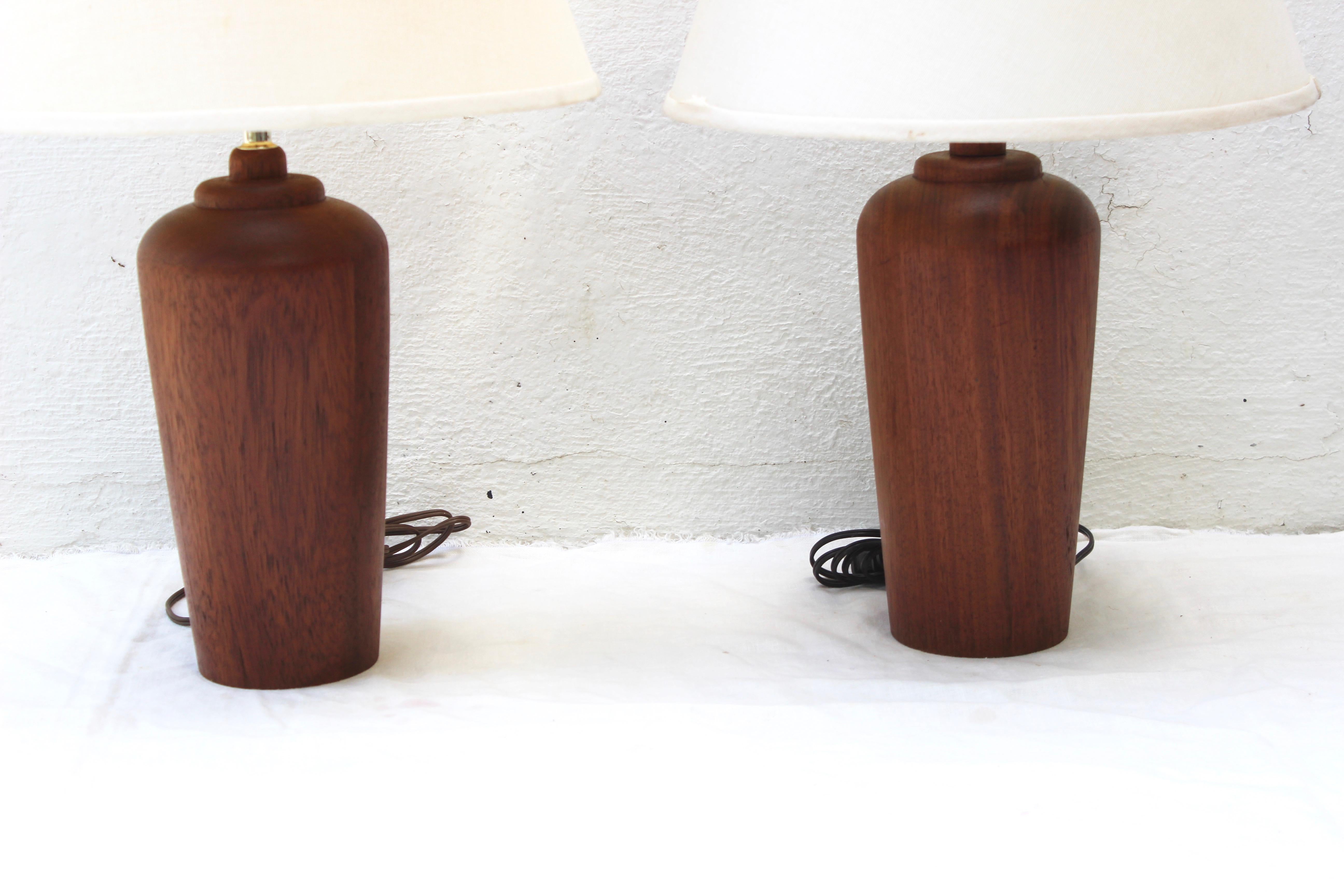 Scandinavian Modern Pair of Danish Teak Table Lamps