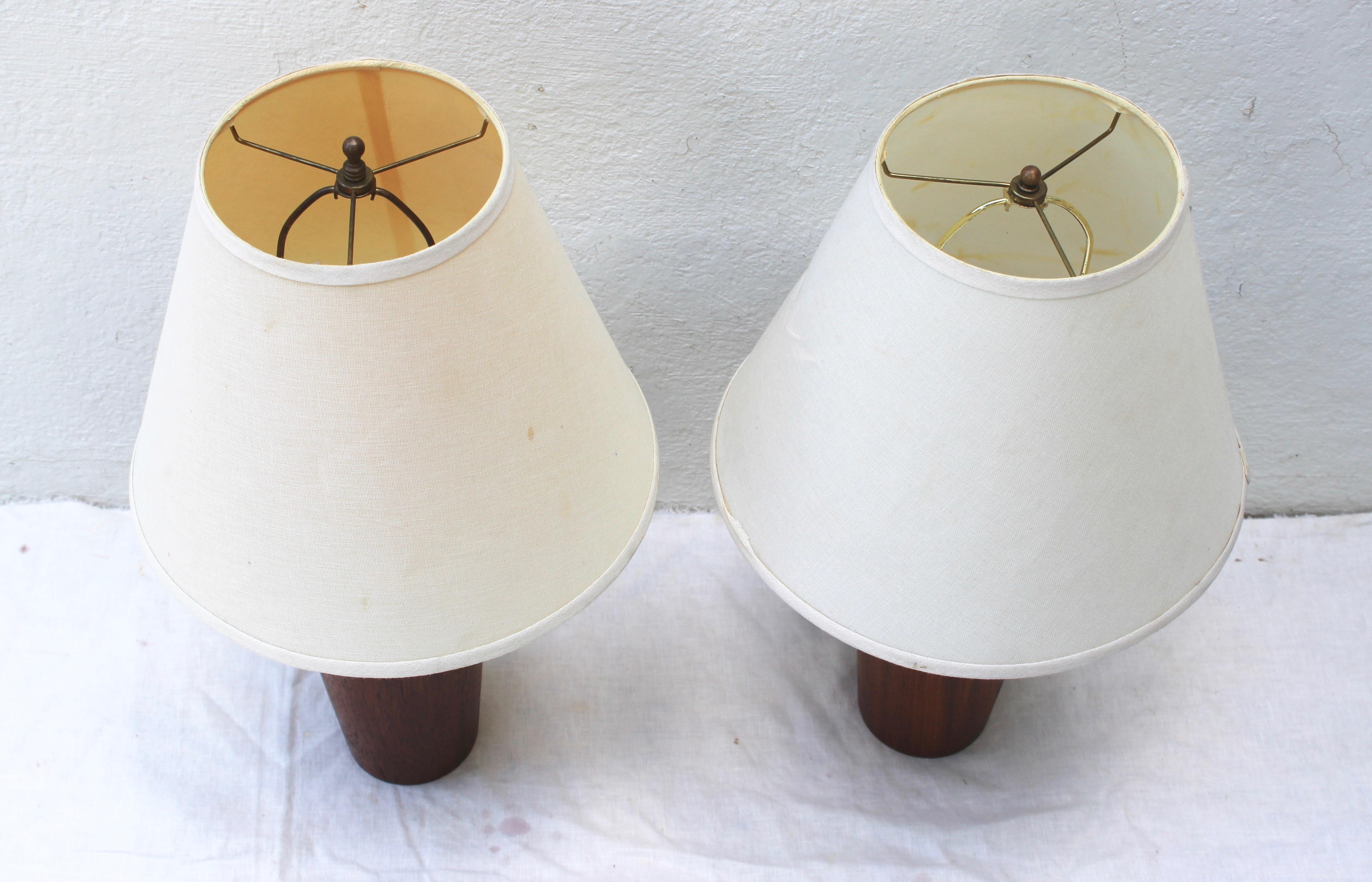 20th Century Pair of Danish Teak Table Lamps