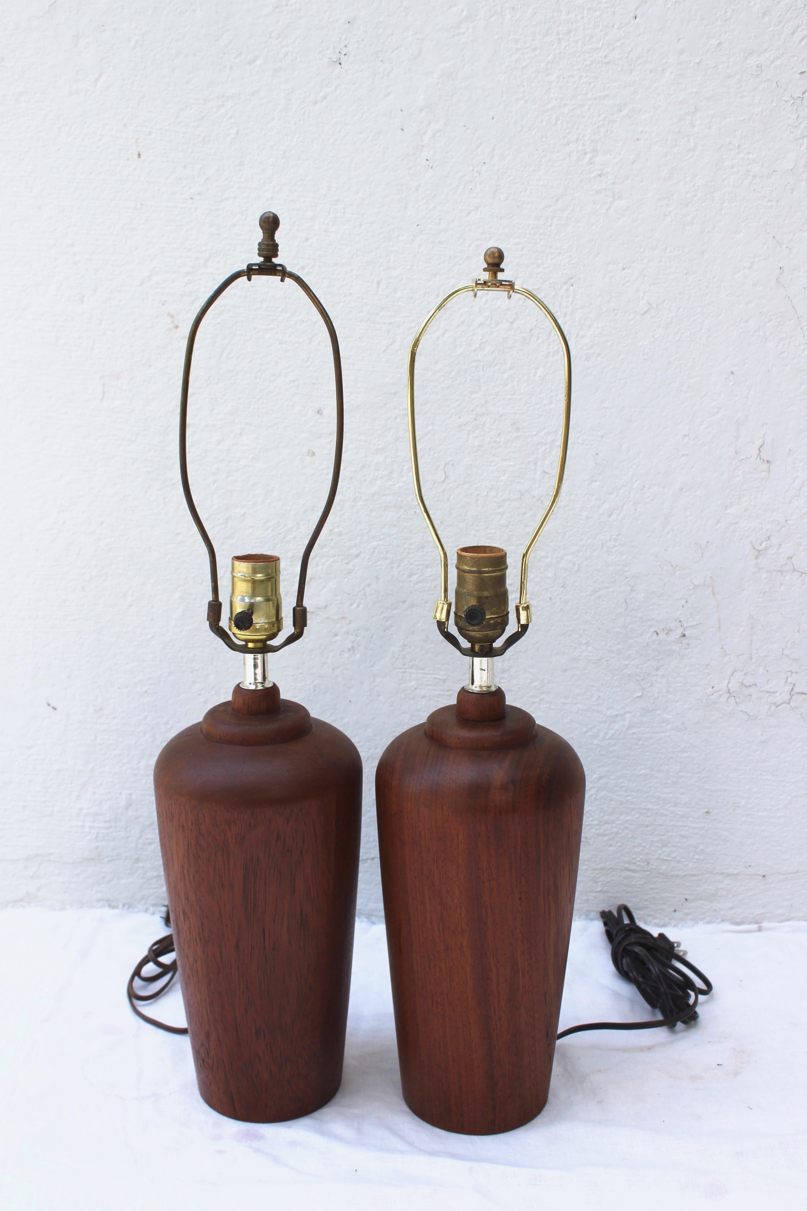 Pair of Danish Teak Table Lamps 1