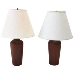 Pair of Danish Teak Table Lamps