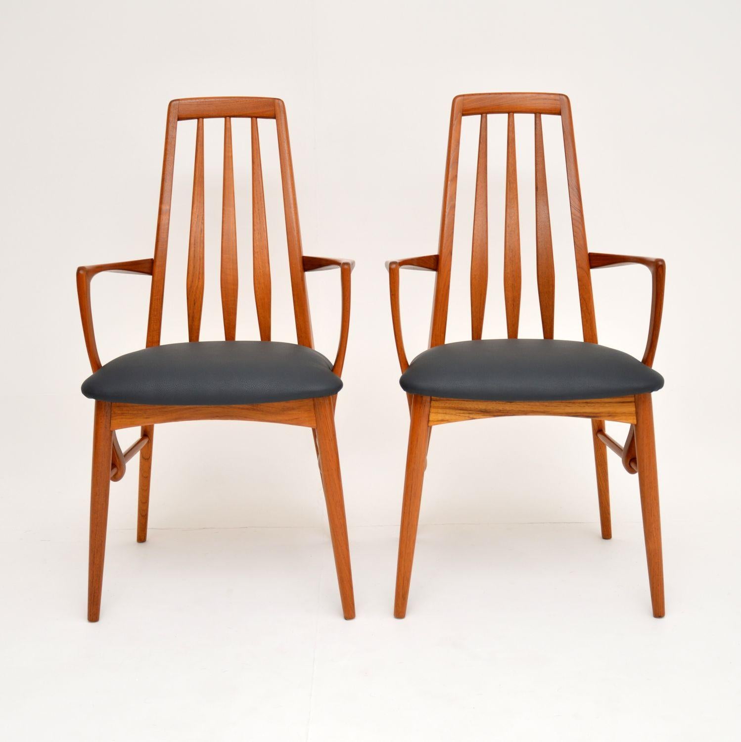 A stylish and beautifully made pair of solid teak ‘Eva’ carver chairs. These were designed by Niels Koefoed for Koefoeds Hornslet, they date from the 1960s-1970s.

These are of amazing quality, with a scupltural and organic design. The condition