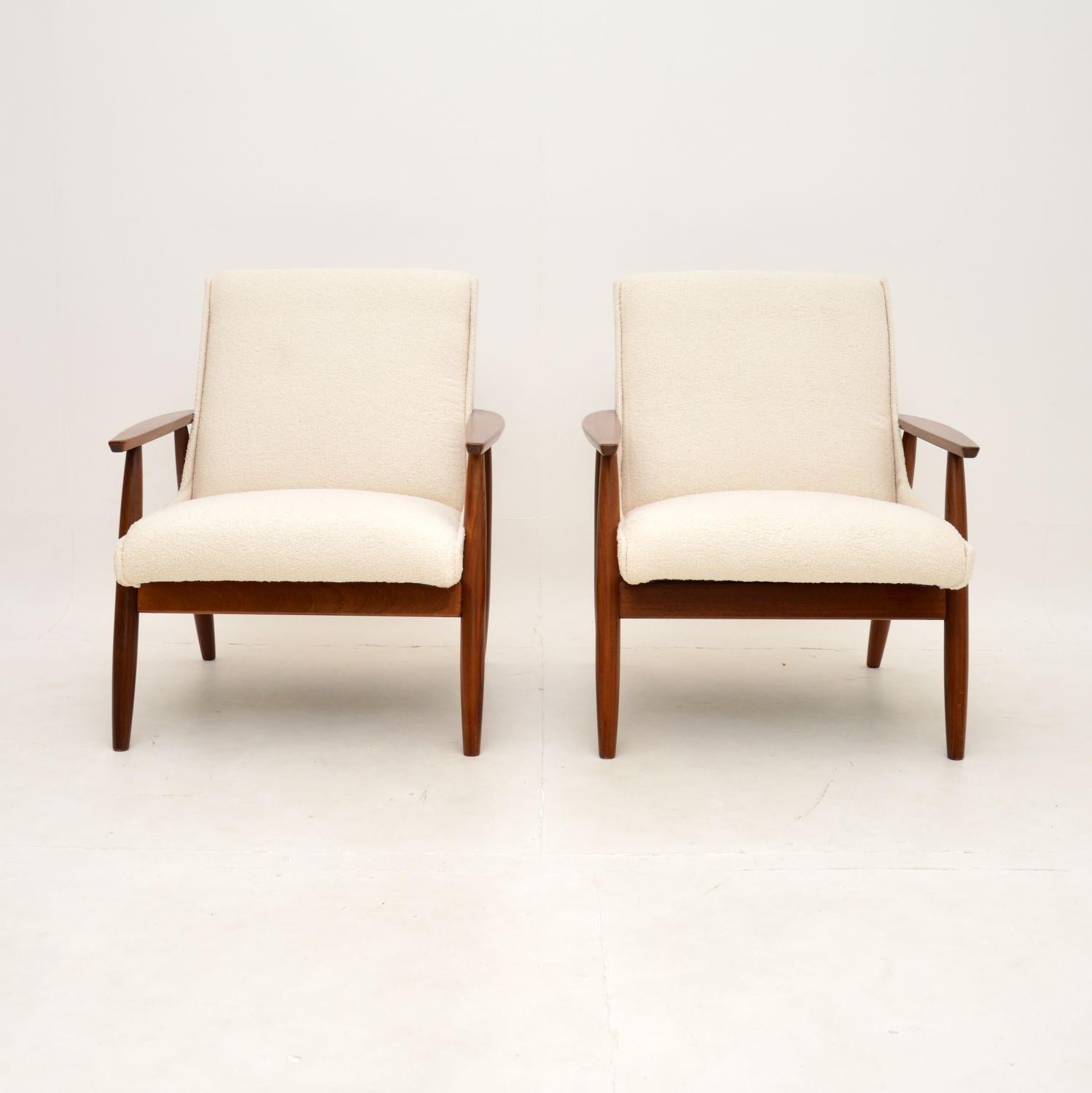 A stunning pair of Danish vintage armchairs. They are in the manner of Arne Vodder, we are not completely sure who designed them, but they were made in Denmark and date from the 1960’s.

They are very comfortable as well as stylish, the quality is