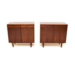 Danish Mid-Century Modern Wood Cabinets, Vintage Pair, 1960