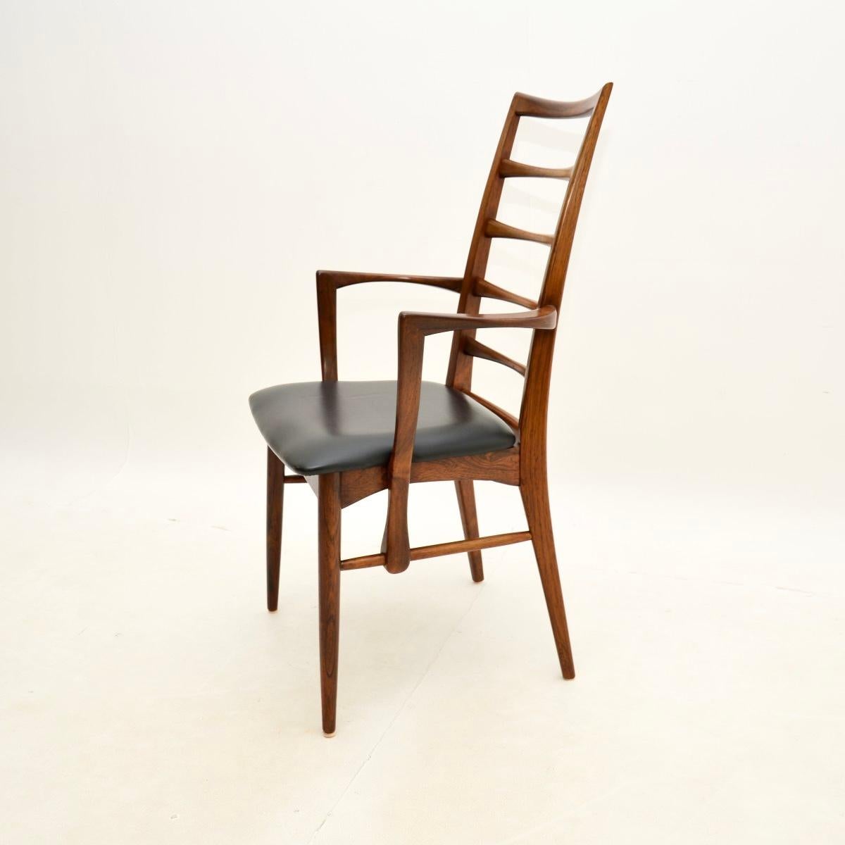 Faux Leather Pair of Danish Vintage Carver Chairs by Niels Koefoed
