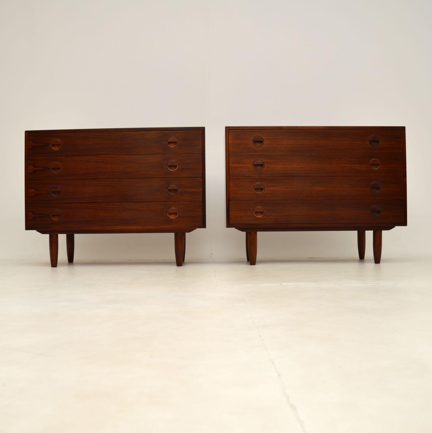 A fantastic and beautifully designed pair of Danish vintage chest of drawers. These were designed by Rud Thygesen and Johnny Sørensen, they were made in Denmark by Hansen and Guldborg in the 1960’s.

The quality is absolutely superb and these are