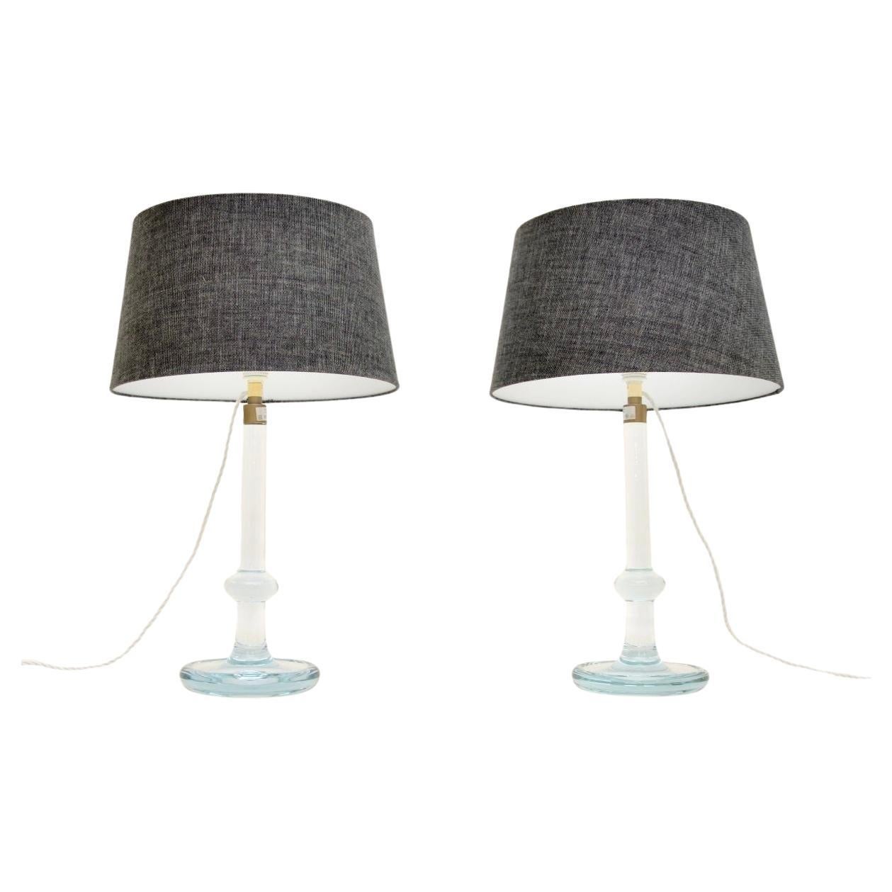 Pair of Danish Vintage Glass Table Lamps by Michael Bang for Holmegaard