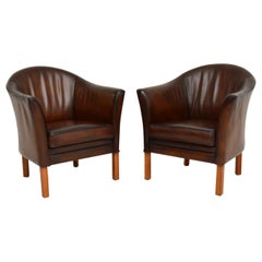Pair of Danish Vintage Leather Armchairs by Mogens Hansen