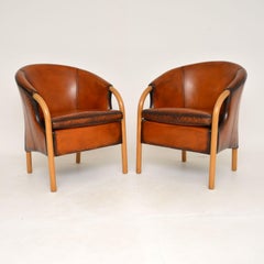 Pair of Danish Vintage Leather Armchairs by Stouby