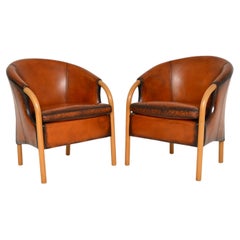 Pair of Danish Vintage Leather Armchairs by Stouby