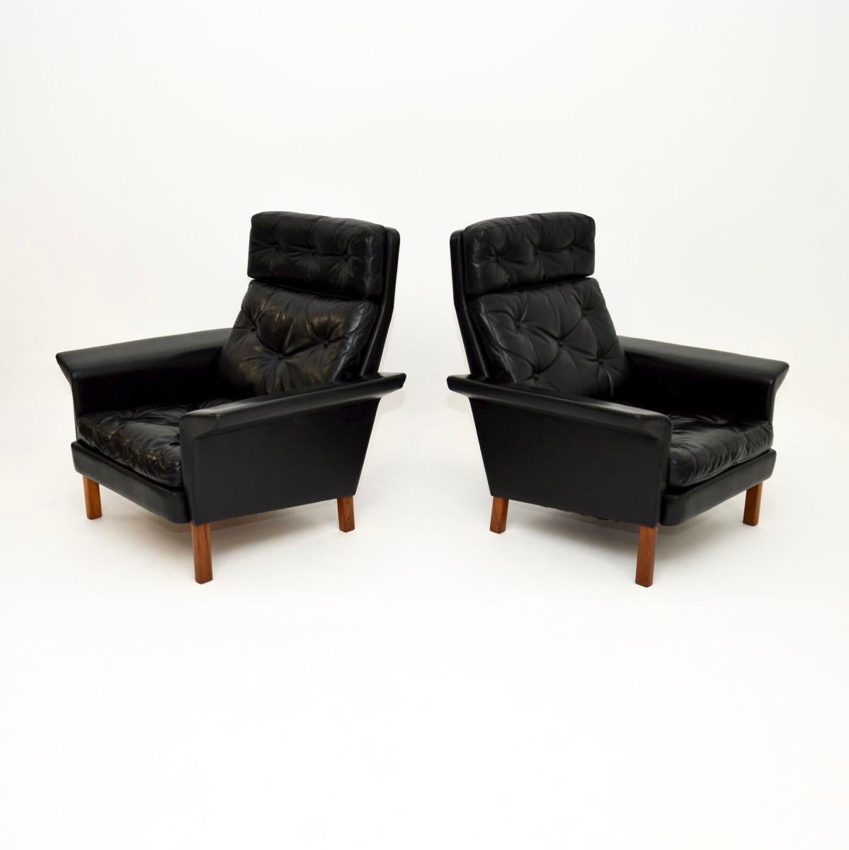 Paar dänische Vintage Leder Sessel (Moderne der Mitte des Jahrhunderts) im Angebot