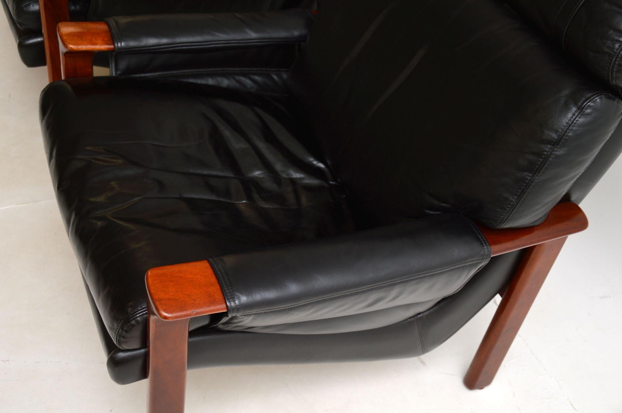 Pair of Danish Vintage Leather Armchairs 3
