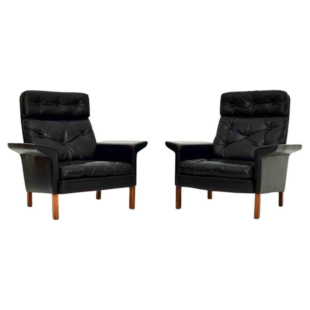 Paar dänische Vintage Leder Sessel im Angebot