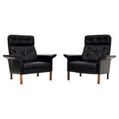 Paar dänische Vintage Leder Sessel