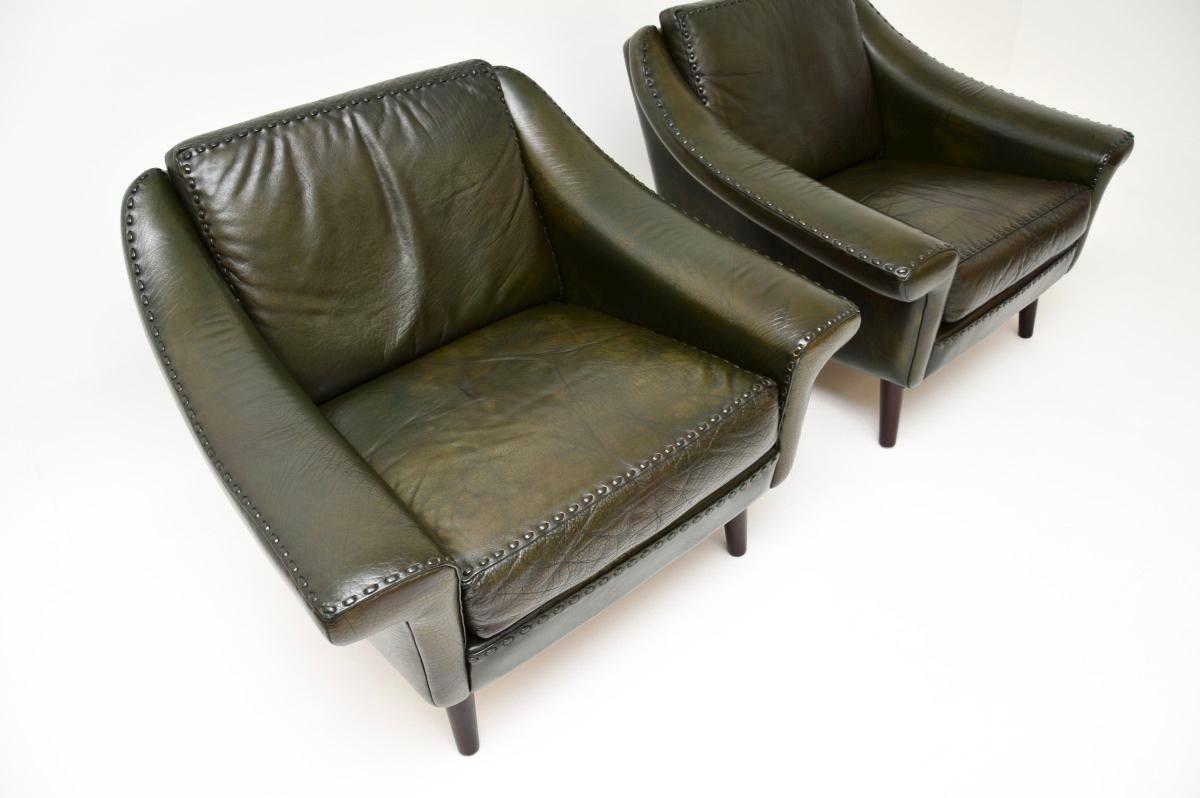 Mid-20th Century Pair of Danish Vintage Leather Matador Armchairs by Aage Christiansen
