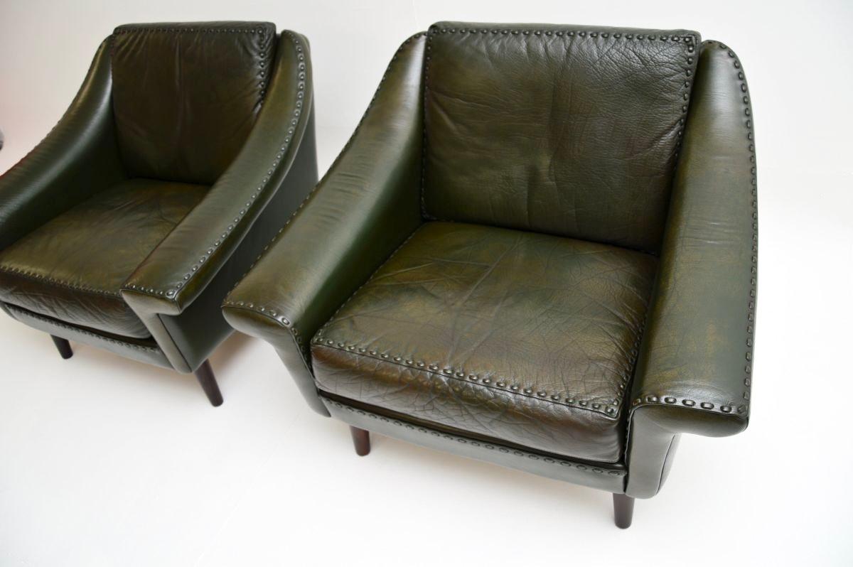 Paire de fauteuils Matador danois vintage en cuir par Aage Christiansen en vente 1