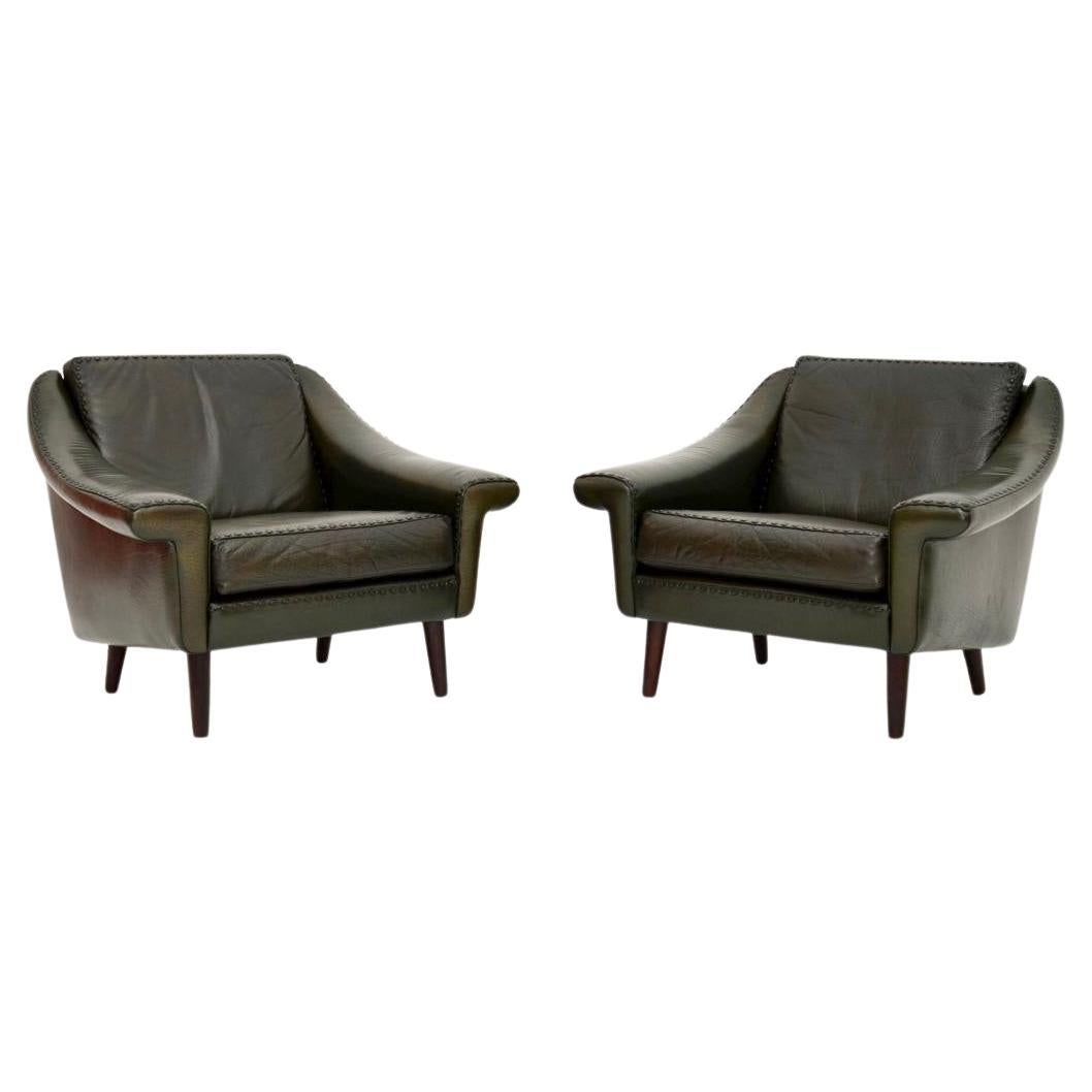 Pair of Danish Vintage Leather Matador Armchairs by Aage Christiansen For Sale