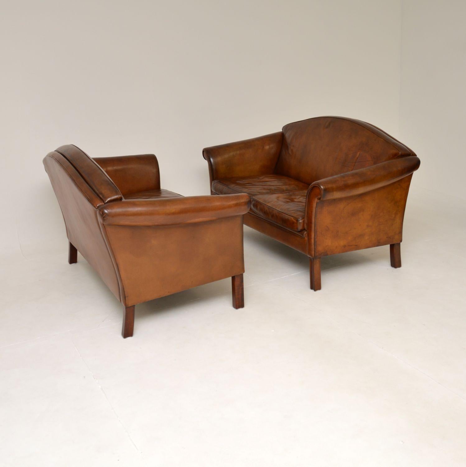 Pair of Danish Vintage Leather Sofas For Sale at 1stDibs