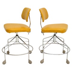 Pair of Danish Vintage Leather Swivel Draughtsman Chairs by Danflex