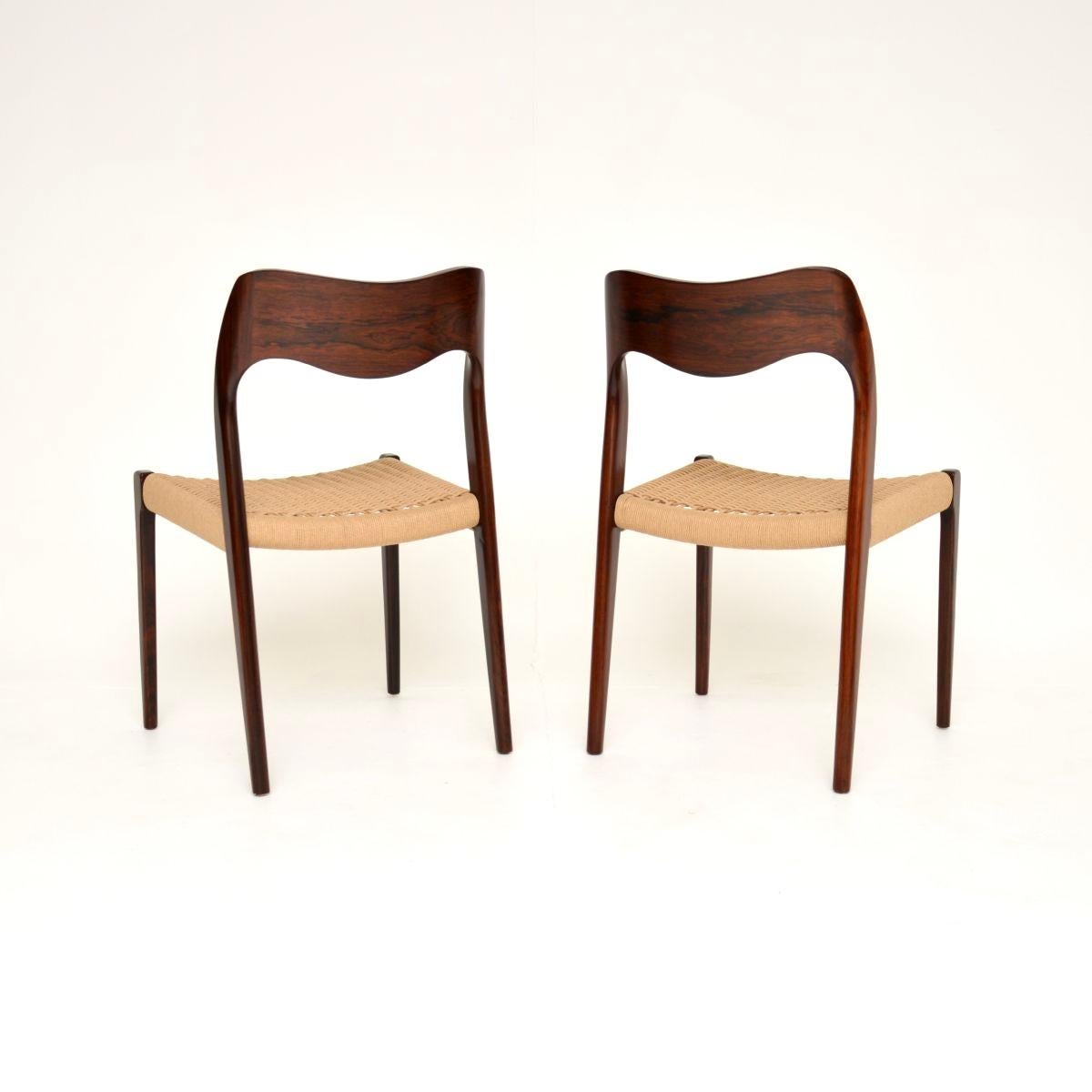 Pair of Danish Vintage Model 71 Chairs by Niels Moller In Good Condition For Sale In London, GB