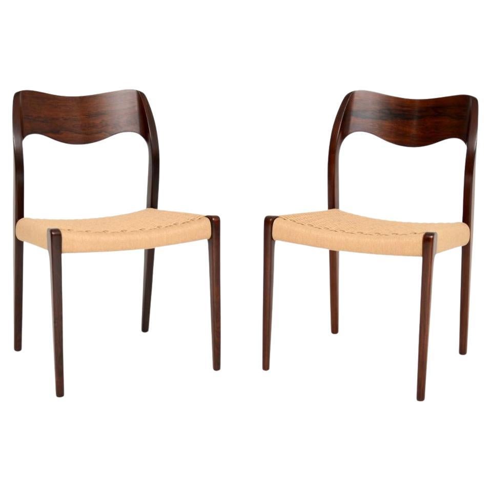 Pair of Danish Vintage Model 71 Chairs by Niels Moller For Sale