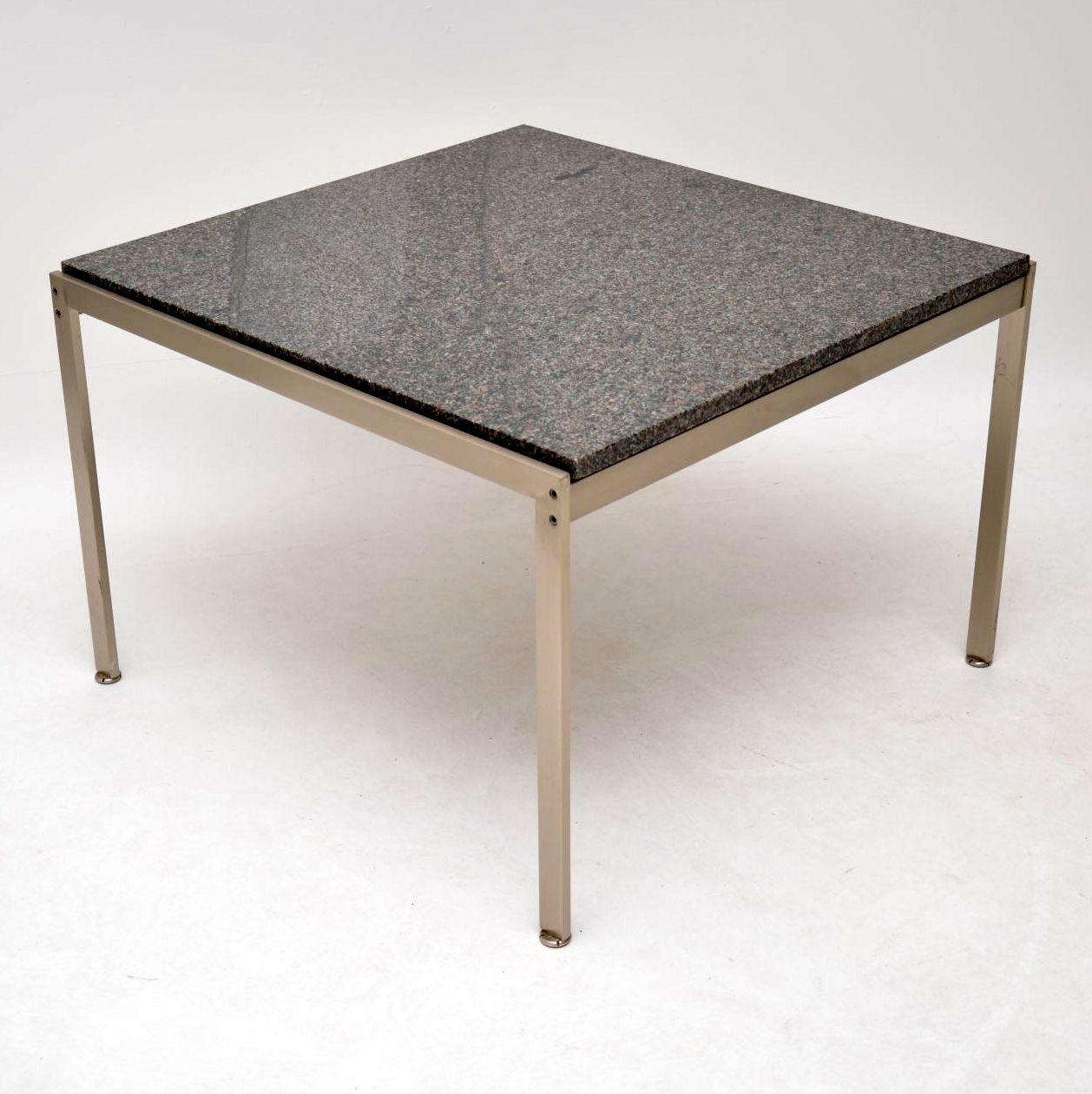 Pair of Danish Vintage Steel & Granite Side Tables In Good Condition In London, GB