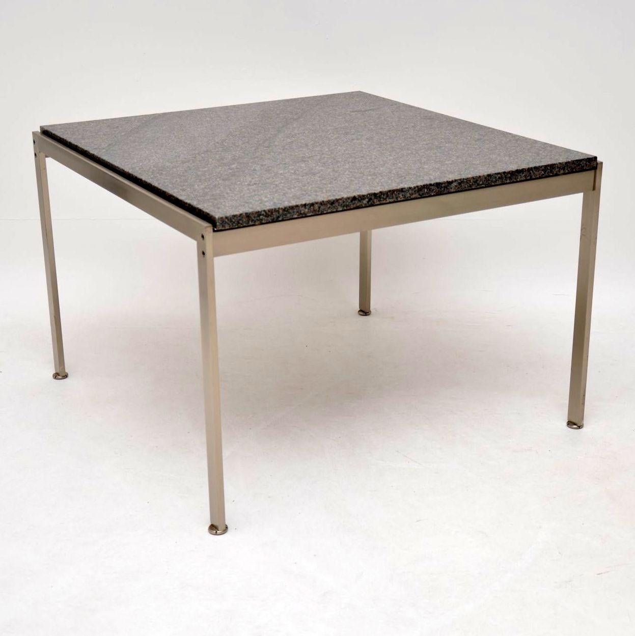 Late 20th Century Pair of Danish Vintage Steel and Granite Side Tables