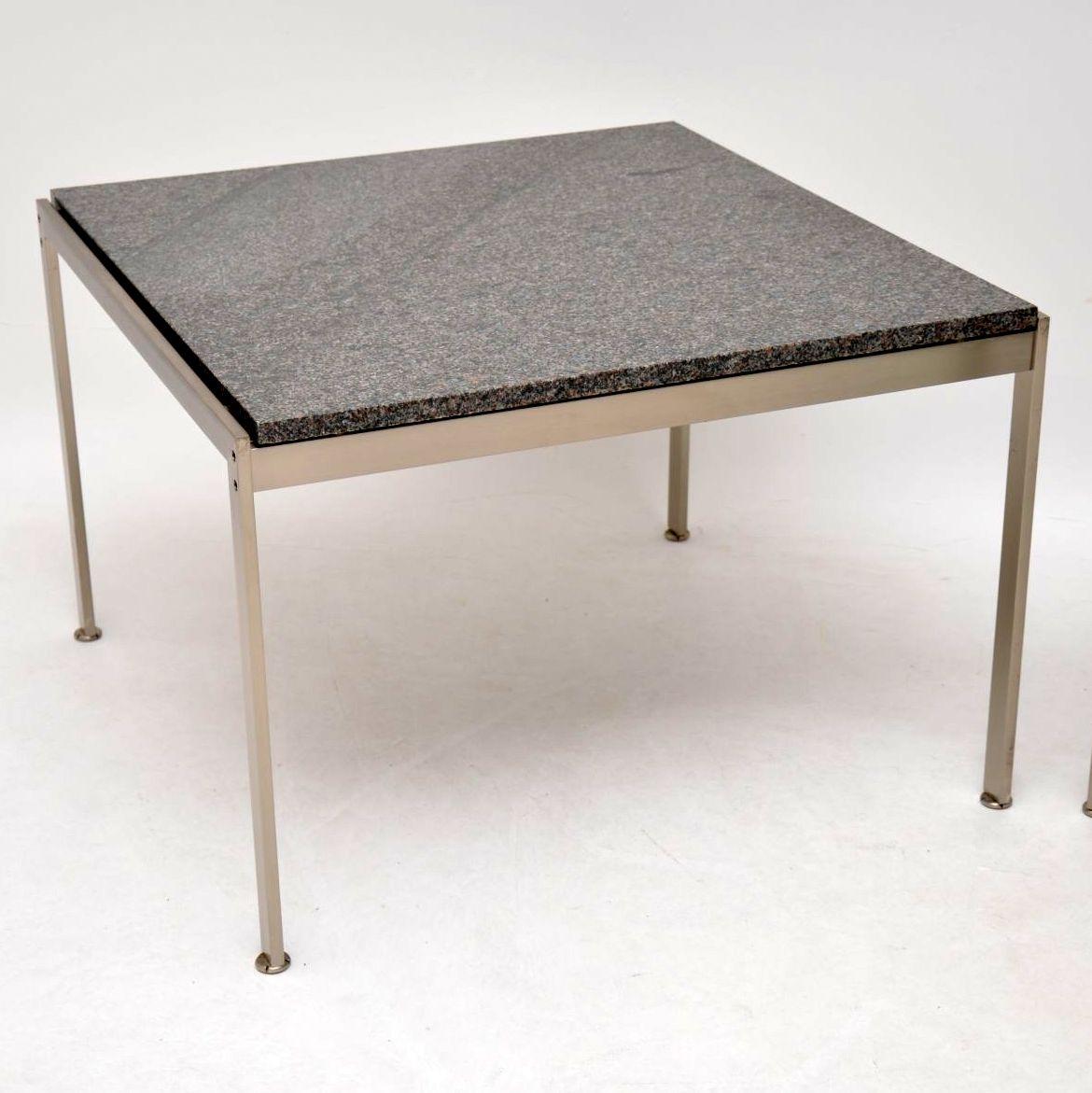 Pair of Danish Vintage Steel & Granite Side Tables 1