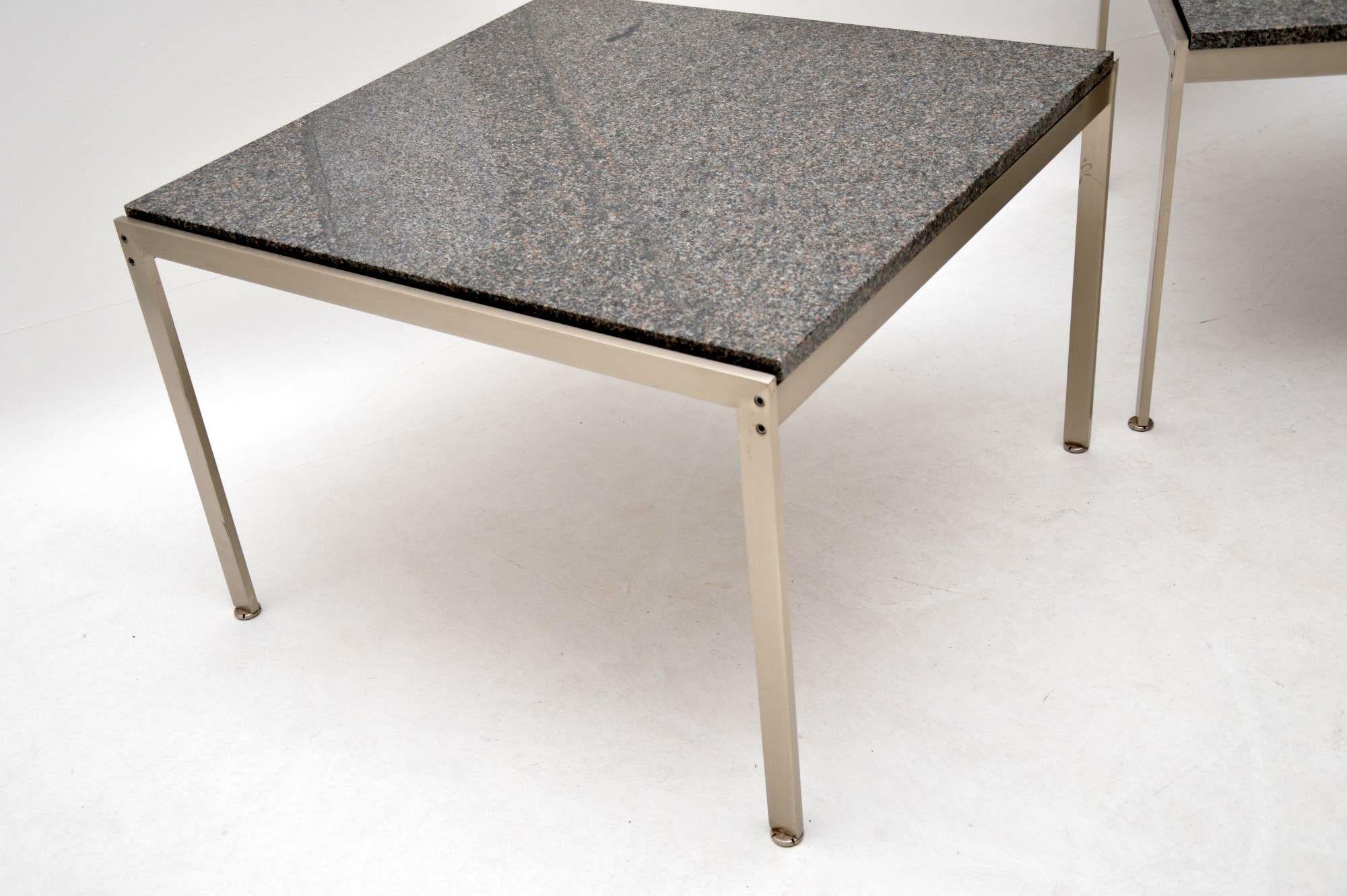 Pair of Danish Vintage Steel and Granite Side Tables 3