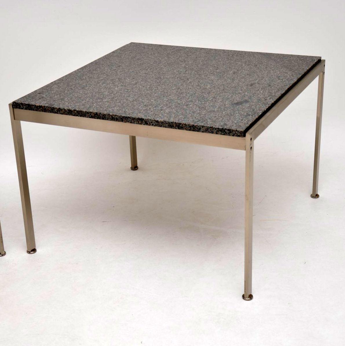 Pair of Danish Vintage Steel & Granite Side Tables 4