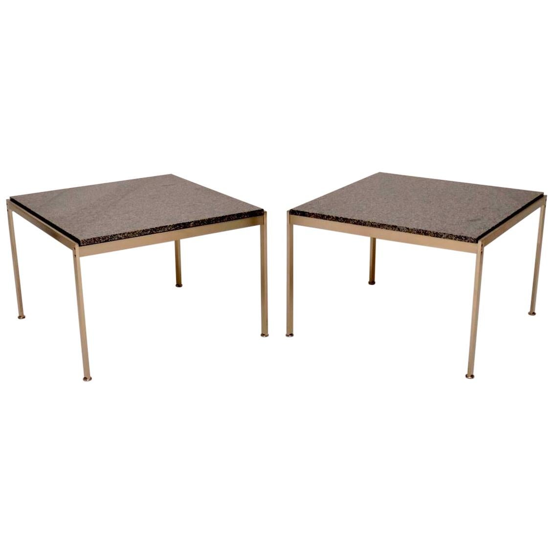 Pair of Danish Vintage Steel & Granite Side Tables