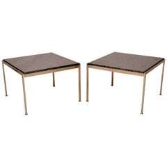 Pair of Danish Used Steel & Granite Side Tables