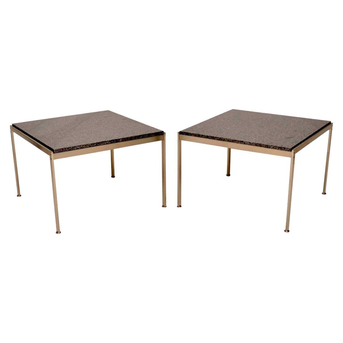 Pair of Danish Vintage Steel and Granite Side Tables