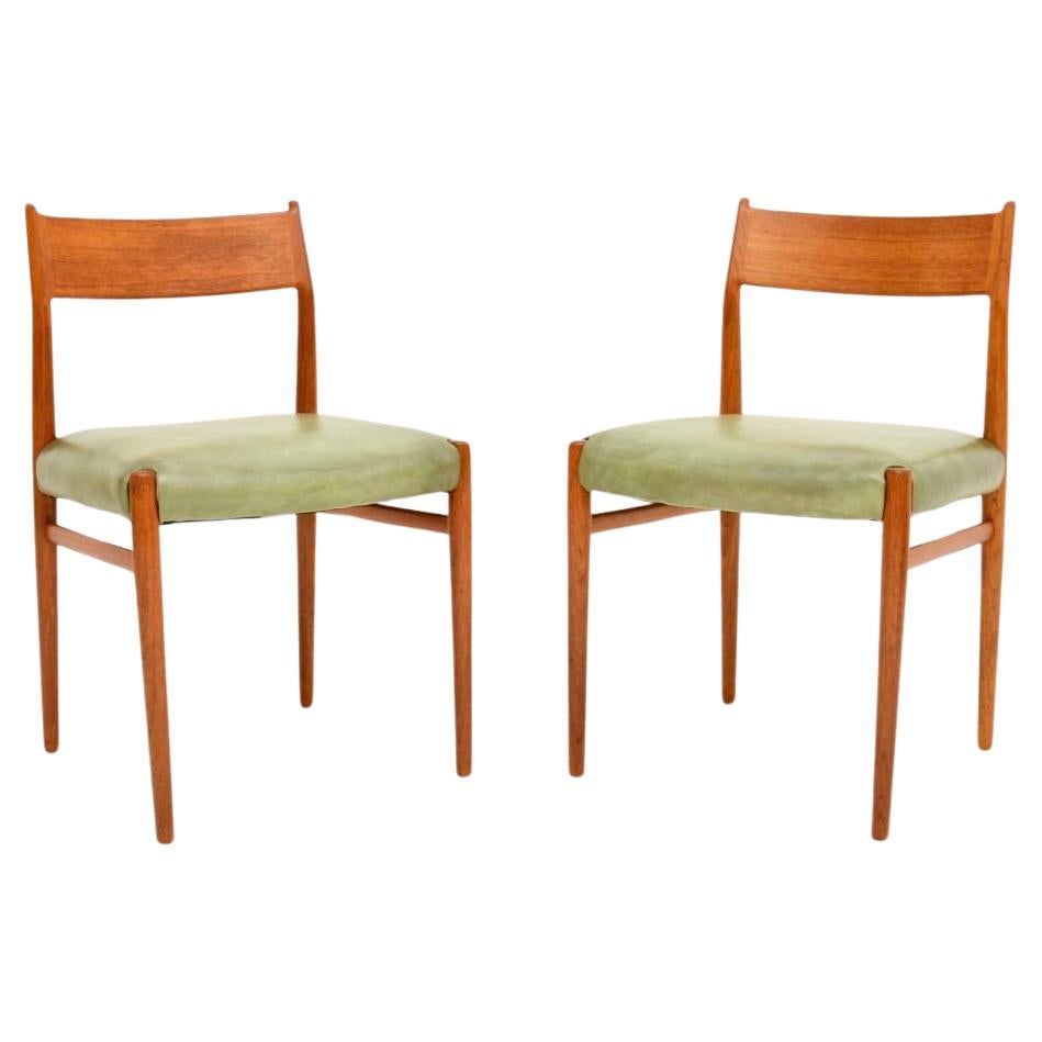 Pair of Danish Vintage Teak and Leather Chairs by Arne Vodder
