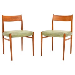 Paire de chaises danoises vintage en teck et cuir par Arne Vodder