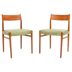 Pair of Danish Vintage Teak and Leather Chairs by Arne Vodder