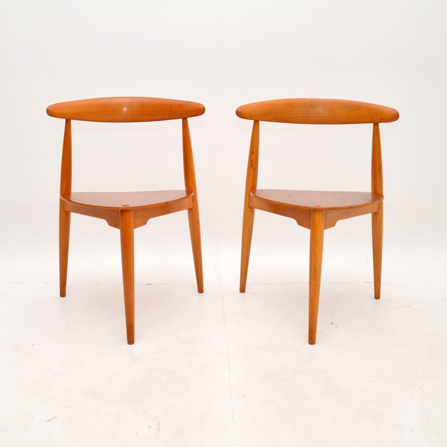 Mid-Century Modern Pair of Danish Vintage Teak Heart Chairs