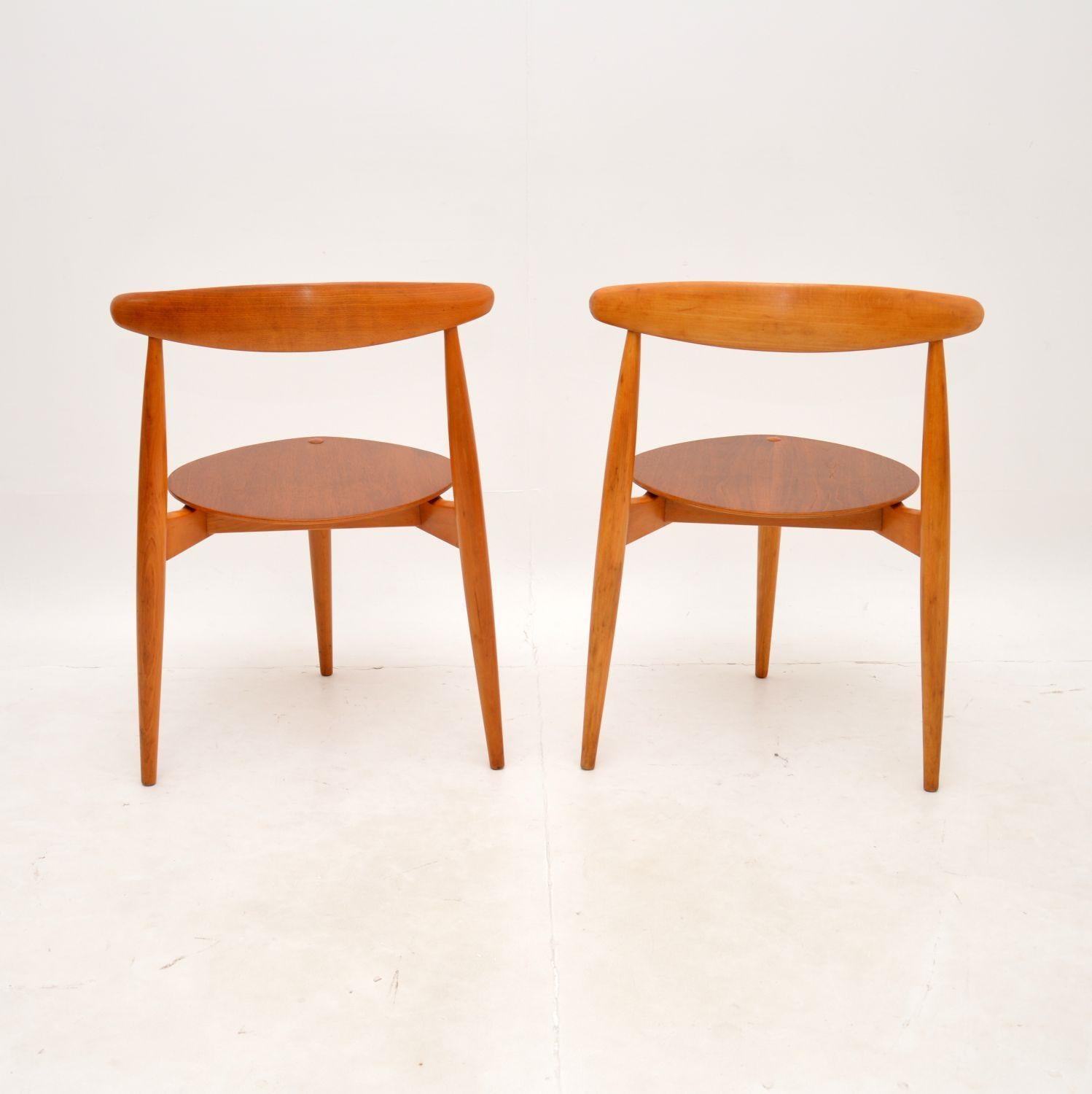 Mid-20th Century Pair of Danish Vintage Teak Heart Chairs