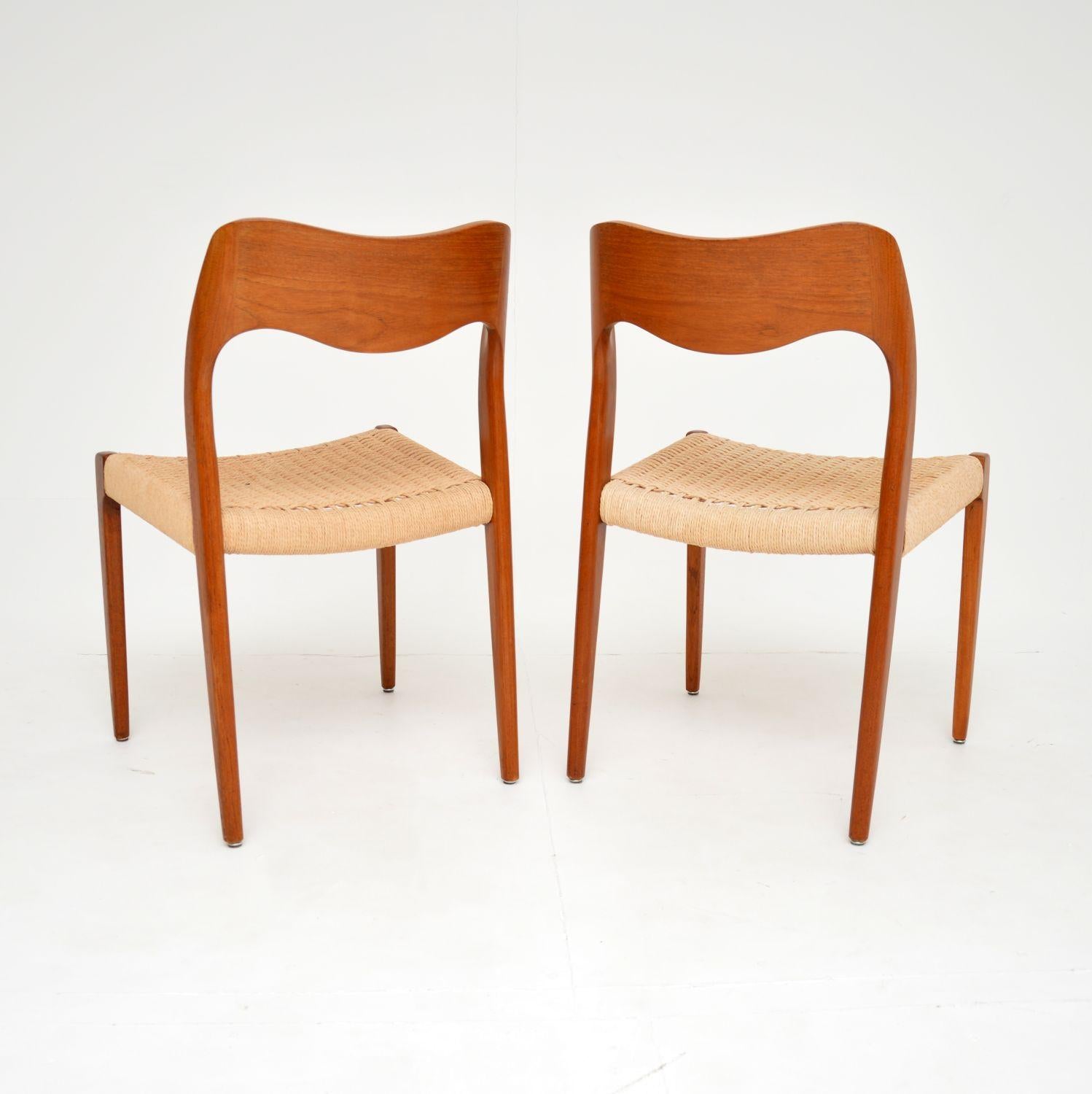 Pair of Danish Vintage Teak Model 71 Chairs by Niels Moller 6