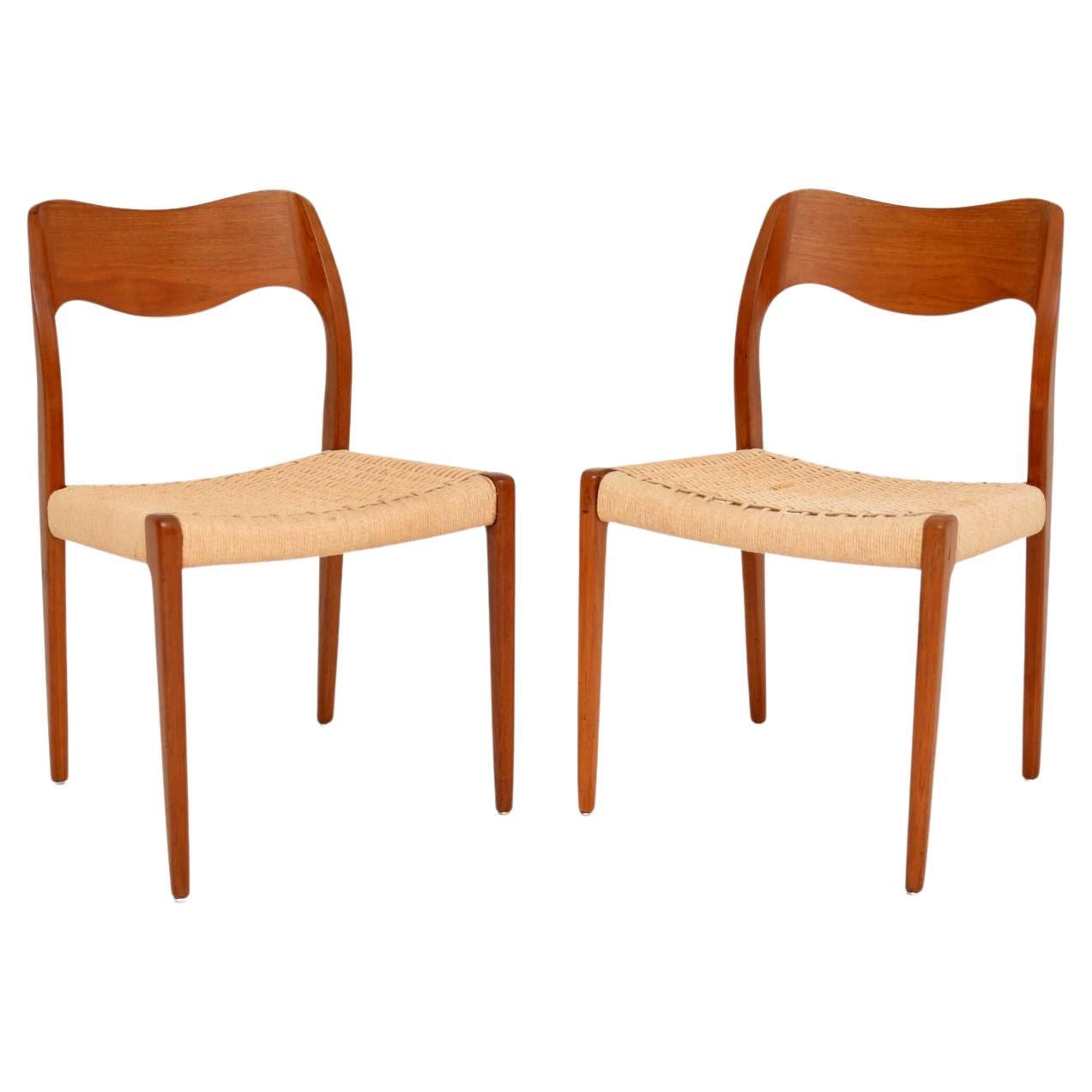Pair of Danish Vintage Teak Model 71 Chairs by Niels Moller